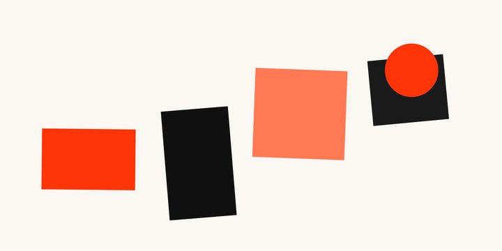 Flat geometric editorial illustration of a laptop screen showing layered saving tags with a coin and a card beside it